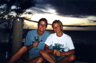 Maja og jeg på balconen i Jerrys hus på Bimini